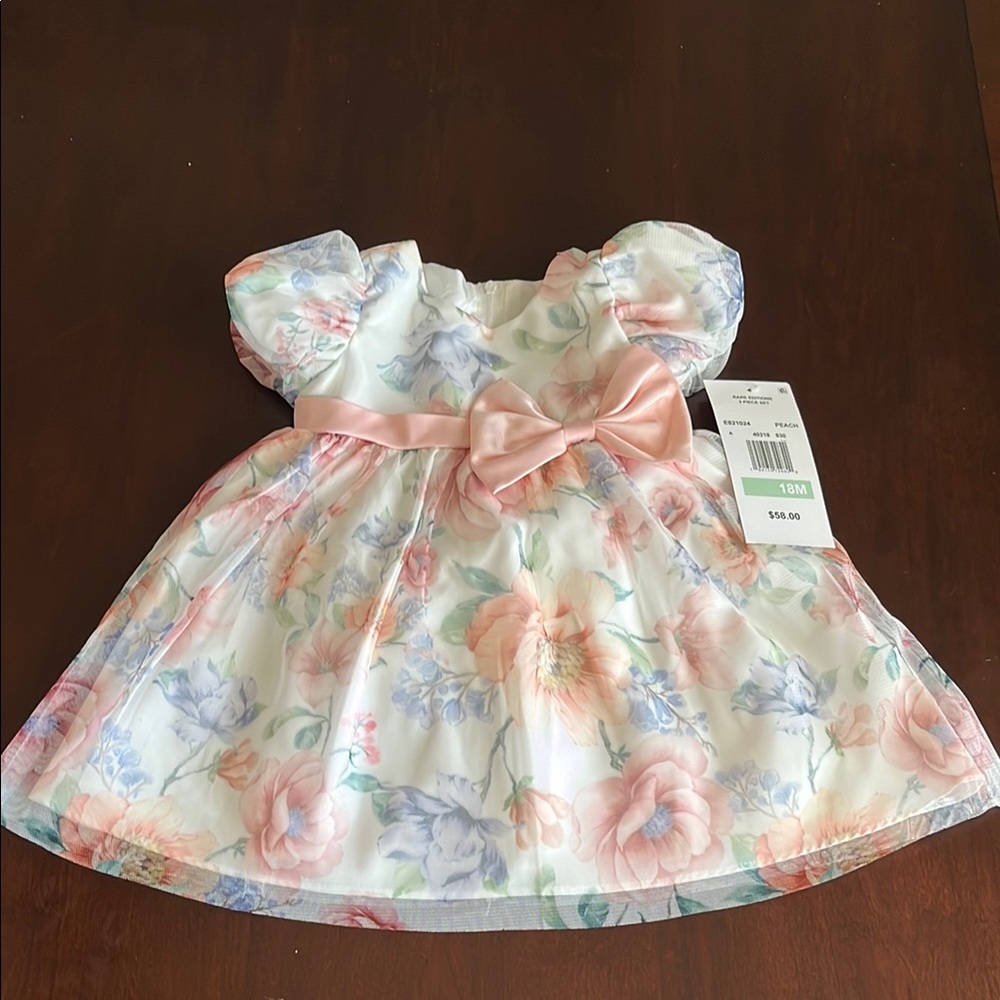 Rare Editions Peach Floral Dress